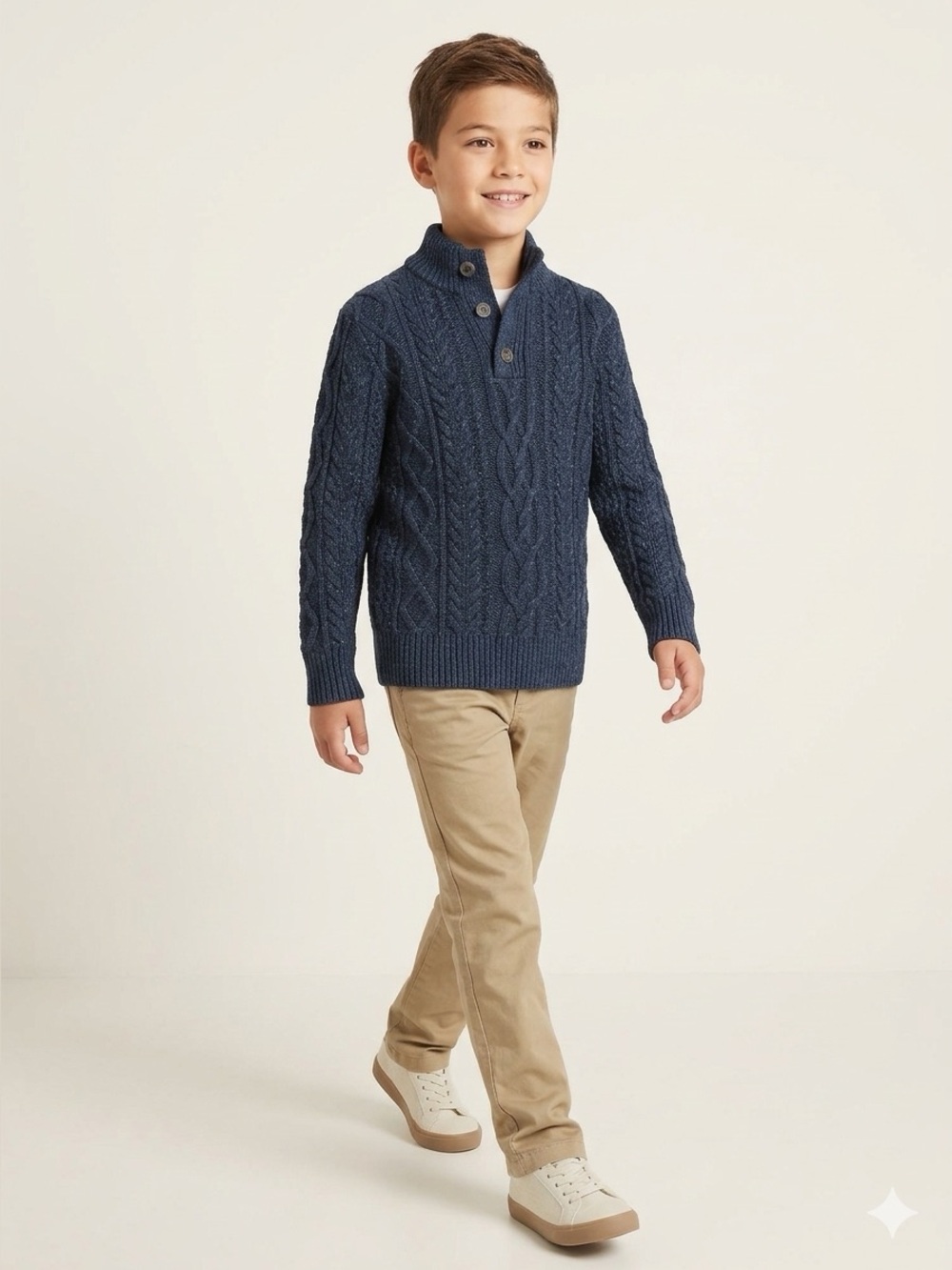 Gap Boys' Navy Cable-Knit Shawl Collar Sweater size 10